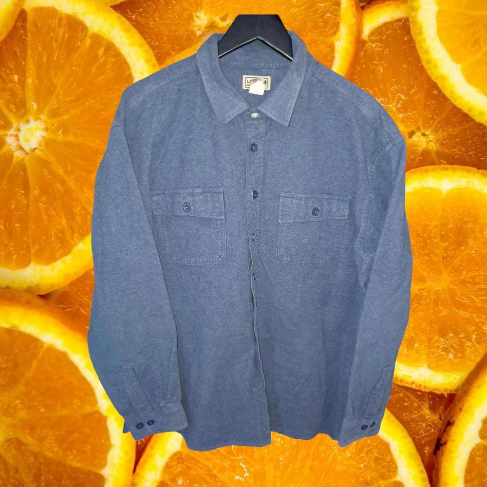 L.L. Bean Chamois Button Up Blue Shirt‎ 100% Cotton Size XXL